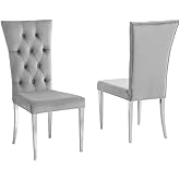 Best Master Furniture Terracotta Gray Velvet Dining Chairs in Silver (Set of 2)