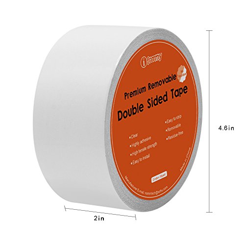 Removable Clear Double Sided Sticky Tape No Residue, 2 Inches x 20
