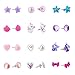 SkyWiseWin Earrings for Girls, Hypoallergenic Children's Gift Choice Cute Shapes and Colors Earrings, Set Kids's Stud Earrings