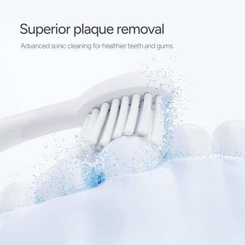 ORDO Sonic Brush Heads – Replacement Brush Heads Compatible with ORDO Sonic+, Sonic Lite and Edge Electric Toothbrush | Soft Bristles, Silicone Polishing Element | Pack of 4, White Silver