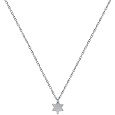 Alef Bet by Paula Sterling Silver Tiny Jewish Star of David Necklace for Women on a Chain