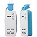 Mini USB Power Strip, 4 Port USB charger station 5V 2.1A-1A 21W Travel Charging Strip Outlets 5ft Extension Power Supply Cord with Universal Flat Wall Plug 100V-240V Input USB Power Sockets (Blue)