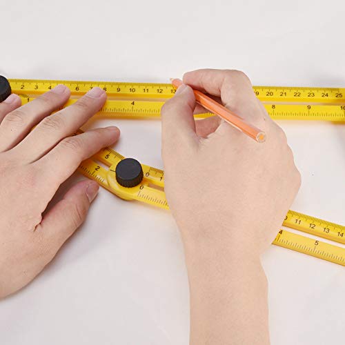 Feeko Template Tool, 2pcs Adjustable Measuring Tool Multi-Angle Measuring Ruler Right Angle Detector Suitable for Contractor Handyman Construction Craftsman Yellow