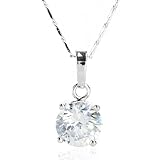 JewelrieShop Super Bling Bling Classic Design Cubic Zirconia Round Shape Pendant Necklace