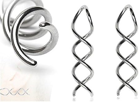 Earrings Rings 316L Surgical Steel Swirl Twist Tapers - Sold as a pair