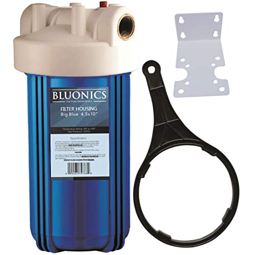 10" Big Blue Whole House Water Filter Housing System uses standard Big Blue Size 4.5 x 20 Cartridges - Complete with Wrench, Baracket and Screws - Thumbnail 4