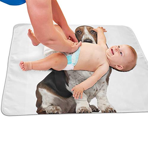 V5DGFJH.B Baby Portable Diaper Changing Pad Basset Hound Dog Urinary Pad Baby Changing Mat 31.5" x25.5''