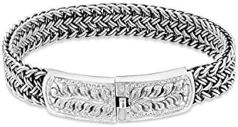 925 Sterling Silver Bracelet Clasp Braided Rope Silver Size 23