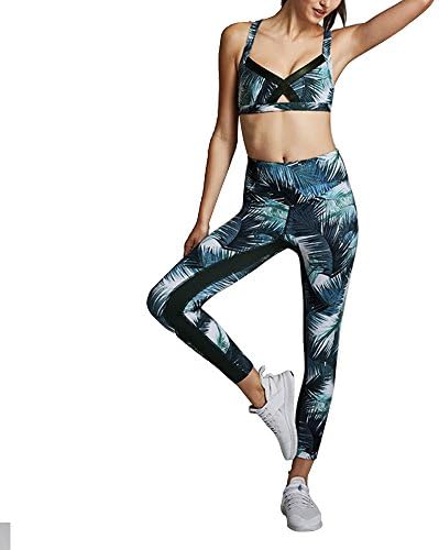 ROSUN Women's 2 Piece Workout Sets High Waisted Yoga Leggings Suits with Sports Bra Stretch Clothing Gym Sets
