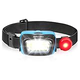 Albrillo LED Headlamp with Red Light Option, 5 Modes Waterproof Headlight, Battery Powered Helmet Light for Camping Hiking Running Hunting