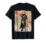 Samurai T-Shirt Japanese Retro Art Print T-Shirt Bushido Tee