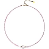Crystal Beaded Necklace for Women Gemstone Necklace with Single Freshwater Pearl Colorful Beaded Necklaces for Women Trendy Natural Stone Choker
