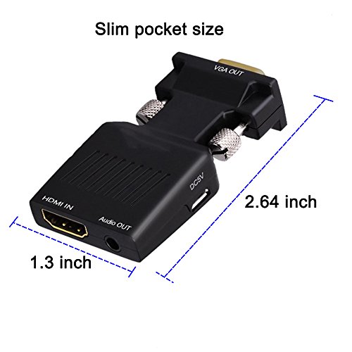 YYGJ HDMI Female to VGA Male Adapter,HDMI to VGA Converter 1080P with 3.5mm Audio Output Port Portable HDMI Connector for Laptop PC HDTV Projectors and Other HDMI Input Devices Black (HDMI to VGA)