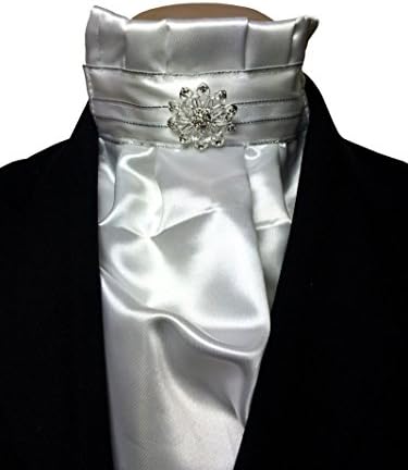 IM Equestrian Deluxe Pre-tied Competition Stock Tie in Gift Box- White with Silver Brooch