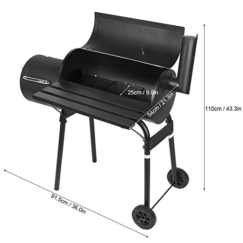 Holzkohle Grillwagen, Holzkohlegrillwagen, Holzkohlegrill, Grillkamin, Barbecue Grill mit Deckel, Dual-Scale-Thermometer… – Bild 3