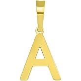 Jewelry America Solid 14k Yellow Gold Dainty Mini Uppercase Initial Charm Block Letter Pendant