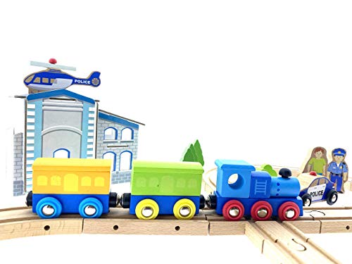 RB&G Holz Eisenbahn / Autobahn / kombinierbar / Farbecht (Police Station klein (55Teile)) – Bild 4