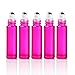 Simple-e- 5pcs 10ml (1/3oz) Glass Roll on Hot Pink Colorful Stainless Steel Roller Ball Essential Oils Perfume Heavy Thick Glass Bottles Black Cap Stainless Steel Roller Free Gift Epacket Shipping