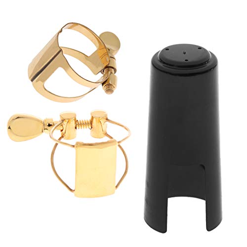 image for Baosity Metal Soprano Saxophone Ligature&Cap for Wind Woodwind Accesso