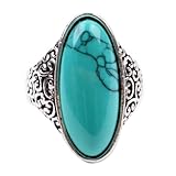 Ca Women's Fashion Cubic Zircon Synthetic-Turquoise Ring