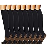QUXIANG Copper Compression Socks for Women and Men - Best Medical Sports, Nursing, Running, Cycling, Athletic, Edema, Diabetic, Varicose Veins, Travel, Pregnancy & Maternity 15-20 mmHg (L/XL,Multi 01)
