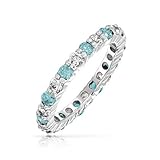 Bling Jewelry 925 Sterling Silver Simulated Aquamarine CZ Eternity Ring