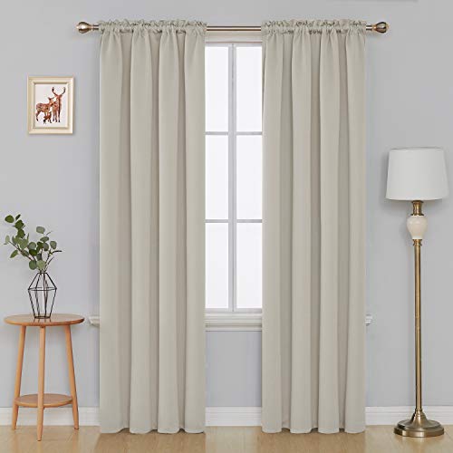 image for Deconovo Light Beige Blackout Curtains Rod Pocket Curtain Panels Room 