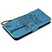 NOMO for iPhone XR Case,for iPhone XR Wallet Case,for iPhone XR Flip Case PU Leather Emboss Tree Cat Flowers Folio Magnetic Kickstand Cover with Card Slots for iPhone XR (6.1 inch) Release, Blue