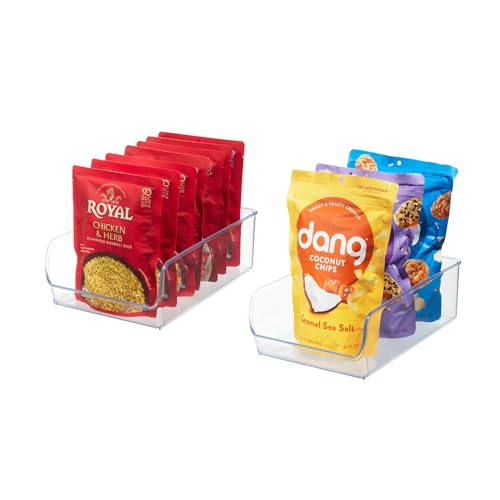 iDesign Caixa de armazenamento de plástico da Linus, recipiente de armazenamento para despensa, geladeira, freezer, 28 x 18 x 9 cm, conjunto de 2, transparente