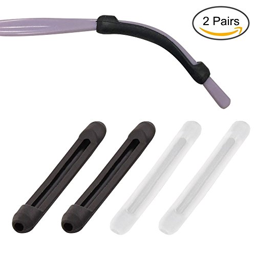 LUFF Eyeglass Temple Tips Sleeves Retainer, Soft Silicone Anti-Slip Holder for Eyewear, Elastic Comfort Sunglasses Reading Glasses Ear Pads/Hook/Cushion (2 Pairs)