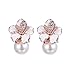 XZP Women's Fashion Earring Gifts Simulated Pearl Flower Stud Earrings with Crystal for Women