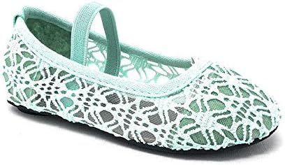 Simply Petals Little Girl's Toddlers Breathable Crochet Cute Lace Ballet Flat in Mint Size: 10