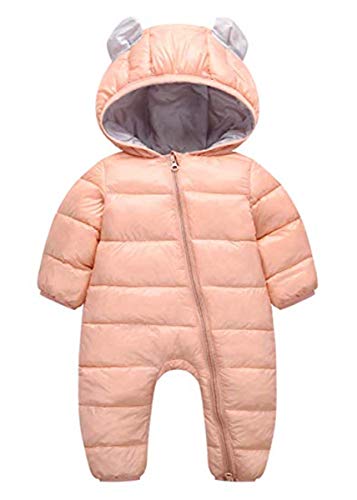 JELEUON Little Unisex Baby One-Piece Adorable Hooded Zip Up Long Sleeve Puffer Jacket Jumpsuit Winter Warm Snowsuit Romper