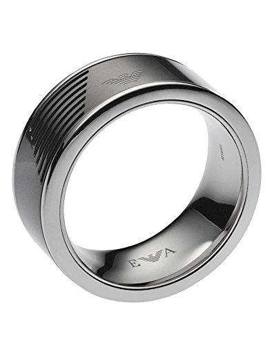 Emporio Armani EGS2030040 Iconic Carbon Fiber & Stainless Steel Ring, Size 11