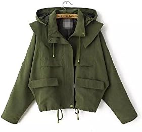 Triliel 2017 Spring and Autumn New Women's Korean Style Solid Color Hooded Short Drawstring Windbreaker Zipper Coat KRYMX7705