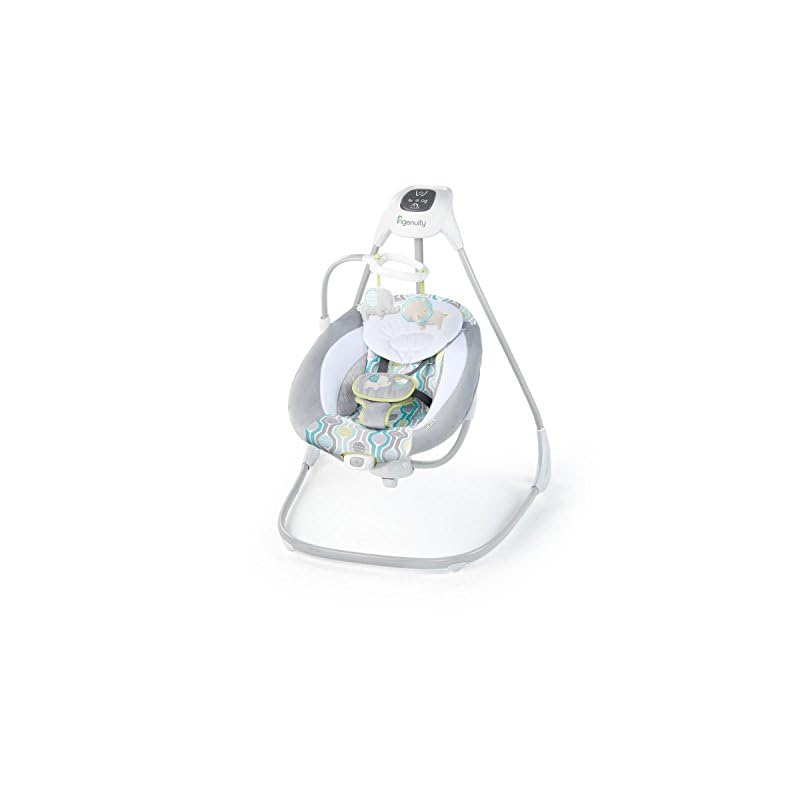 Ingenuity SimpleComfort Lightweight Multi-Direction Compact Baby Swing, 6 Speeds, Nature Sounds & Vibrations – Everston