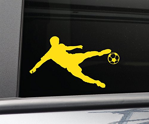 Soccer Player Vinyl Decal Laptop Car Truck Bumper Window Sticker - Yellow