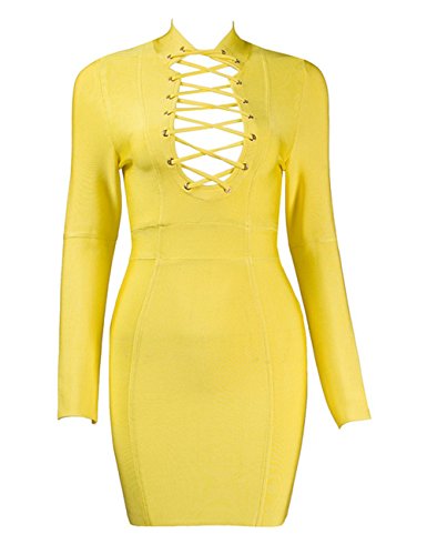 Uonbox women s sexy lace up front long sleeves mini clu…