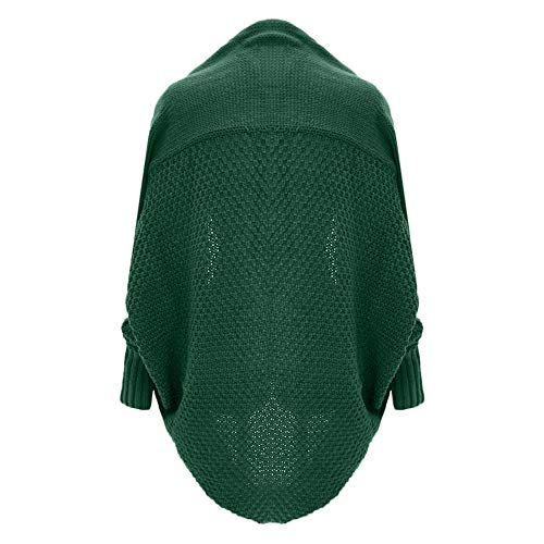 Womens Sweater Casual Knitted Loose Long Sleeve Pullover Coat Open Front Cardigan (Green, Free Size)