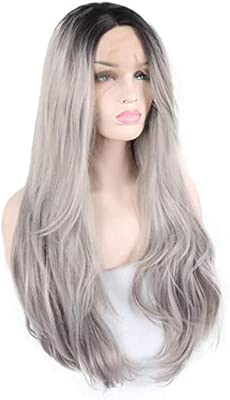Haoyu Wigs For Hand Woven Wig 60cm Ladies Silver Gray Front Lace
