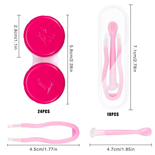 Homgaty 24pcs Contact Lens Cases, Left/Right Eyes Contact Holder with 12pack Contact Lens Tweezers and Stick Tool