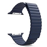 MoKo Apple Watch Band, Premium Soft Leather Loop Band with Strong Adjustable Magnetic Closure for 42mm Apple Watch Models, Midnight BLUE (Not Fit 38mm Version 2015)