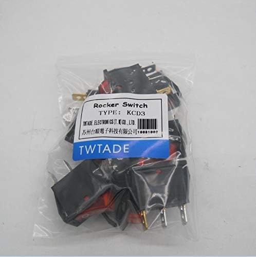 Taiss/8Pcs Rocker Toggle Switch Red Light Illuminated On/Off SPST 3 Pin 2 Position KCD3 Snap AC 250V 125V/20A KCD3-101N-R - Image 5