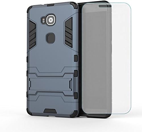 Huawei GX8 Case, CASEPLAY [Armor Tank Series] with Tempered Glass Screen Protector Hard Slim Hybrid Rugged Kickstand Protective Phone Cover Case for Huawei GX8 / G8 (Navy Blue)