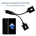 iPhone 7 Adapter, iPhone 7 Splitter, Lightning to Dual Lightning Cable by RayCue, Lightning Headphone Audio & Charge Adapter, Supprot Phone Call ,Music control and Charge (Black)