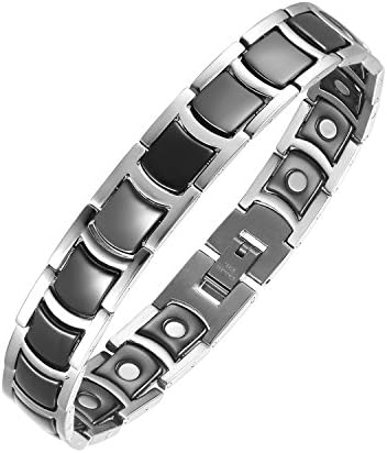 Moocare Black Ceramic Magnetic Therapy Bracelet Titanium Golf Wristbands for Men Arthritis and Carpal Tunnel