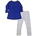 Jastore® Baby Girls 2 Piece Set Blue Long Sleeve T-Shirt and Stripes Leggings (6T)