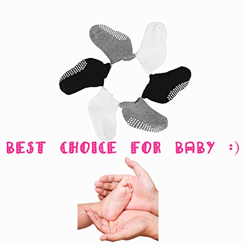 Toddler Socks Infant Socks Unisex-Baby Non-slip with Grips 1-3T - Thumbnail 2