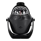 CARGOOL Automobile Compass Car Dashboard Compass Portable Mini Compass with Adhesive Tape and Magnetic Declination Adjuster, Ideal for Vehicles and Ships, Black
