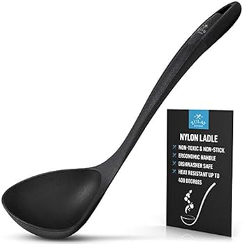 Zulay Soup Ladle Spoon - Cooking and Serving Spoon for Soup, Chili, Gravy, Salad Dressing and Pancake Batter - Large Nylon Scoop & Soup Ladel Great for Big Punch Bowl, Wok, Canning and Pouring